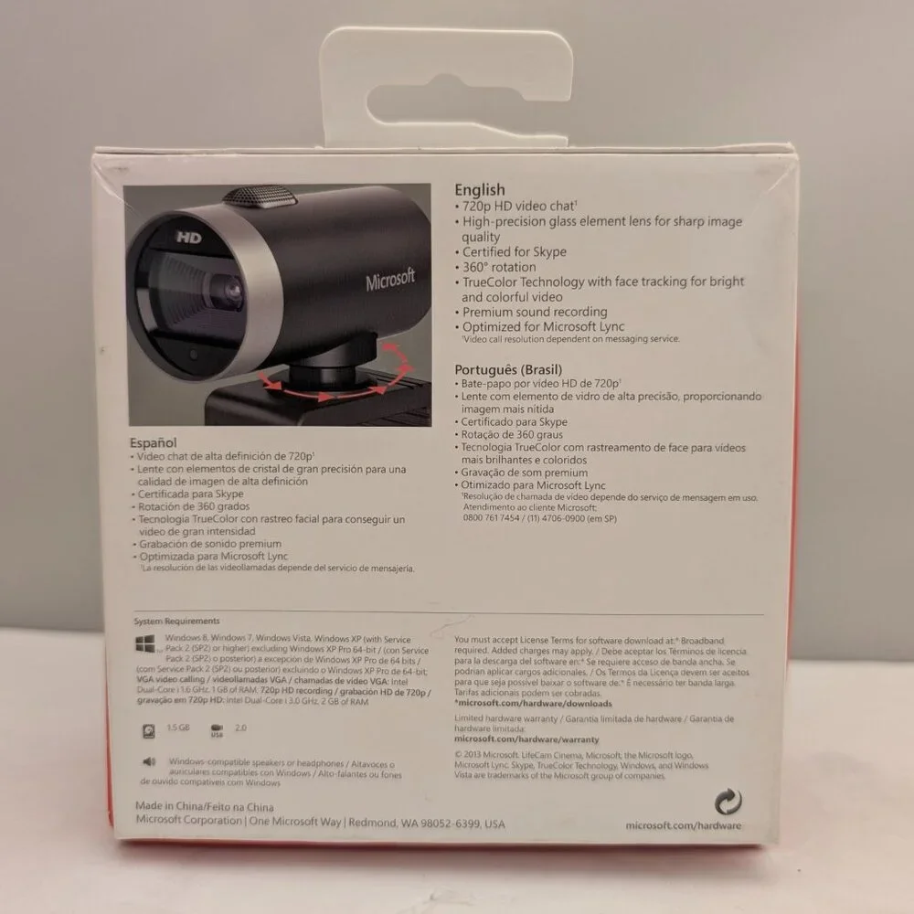 MICROSOFT LifeCam Cinema HD 720p Webcam | 1393 P/N X823015-001 H5D-00013 USED